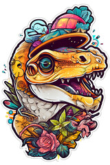 Cute reptile colorful design, detailed t-shirt art. Generative ai