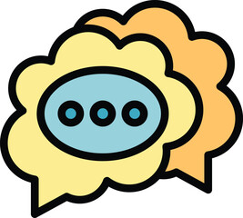 Bubble chat icon. Outline Bubble chat vector icon for web design isolated on white background color flat