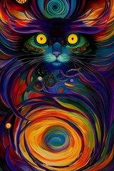 Cat with abstract background 