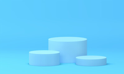 Blue 3d pedestal foundation three cylinder level stage competition win celebrate platform vector