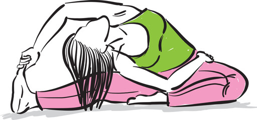 fitness woman stretching yoga exercises vector illustration