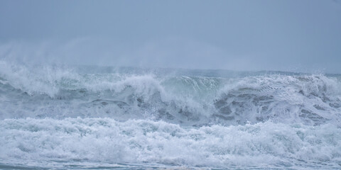 crashing waves of the coast of cornwall england uk 