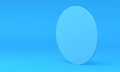 Blue 3d vertical cylinder abstract geometric construction for promo presentation realistic vector