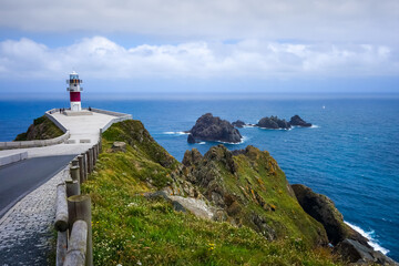 Fototapeta na wymiar Lighthouse, Cape Ortegal cliffs and atlantic ocean, Galicia, Spain