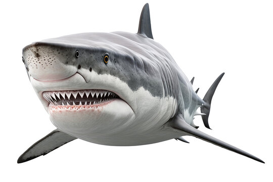 great shark, png stock photo file cut out and isolated on a transparent background - Generative AI