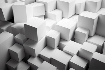 Abstract white cubes background, 3d render illustration, square shapes. generative ai