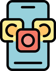 Phone notification icon. Outline Phone notification vector icon for web design isolated on white background color flat