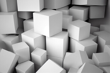 Abstract white cubes background, 3d render illustration, square shapes. generative ai