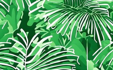 Beautiful abstract palm branches background created using generative ai