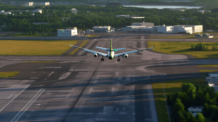 Up in the Air, a Plane Departing or Arriving at an Airport Terminal, Generative AI