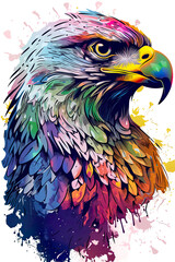 Gorgeous birds sticker design, owl, eagle, flying apex predators. Generative ai