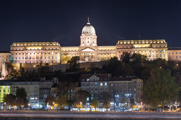 Fototapeta na wymiar Royal Palace in Budapest, Hungary. Night photo shoot. Long exposure.