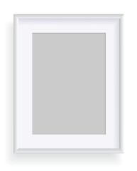 Photo frame isolated on white, rectangular frame mockup. Empty framing for presentations. Photo or picture painting frame, for art gallery interior. Vector template