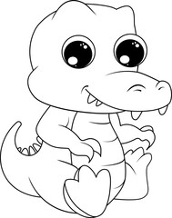 Crocodile line art for coloring