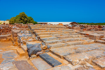 Ruins at Malia Palace Archaeological Site at Crete island in Greece