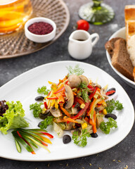 Festive salads of different types are very tasty