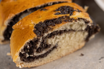 Wheat bun with poppy seed filling