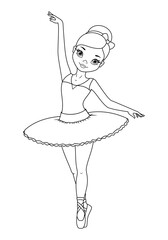 Ballerina Coloring Page Cartoon Vector Illustration