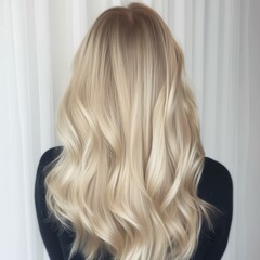 woman with long hair back view, blonde hair, super high quality, generative AI