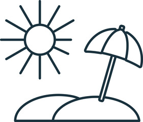 Sun Umbrella line icon. Monochrome simple Sun Umbrella outline icon for templates, web design and infographics