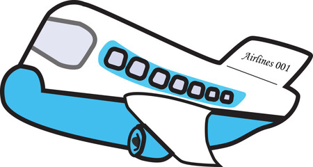 Flat Cartoon Organic Hand Drawn Airplane