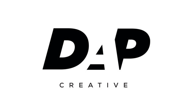 DAP letters negative space logo design. creative typography monogram vector
