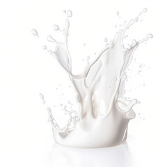 Fototapeta na wymiar Milk drops and splashes isolated on white background. Generative AI