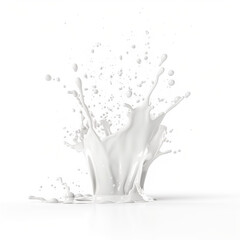 Fototapeta na wymiar Milk drops and splashes isolated on white background. Generative AI
