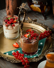 Coffee creamy fruit cocktail with whole fruit still life