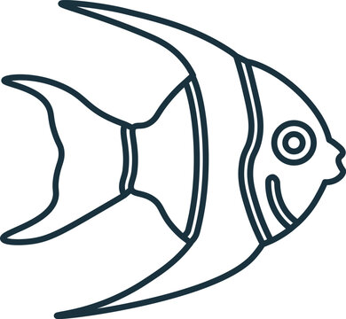 recommend clip art: Tropical Fish line icon. Monochrome simple Tropical Fish outline icon for templates, web design and infographics
