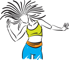 fitness woman dancing exercises vector illustration