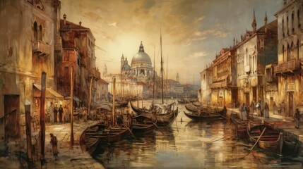 Venice Rome old painting, generative AI