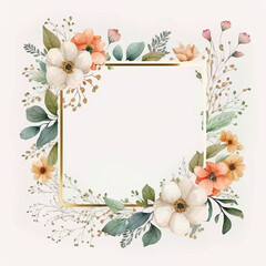 Floral frame illustration in watercolor style. Illustration by Generative Ai

