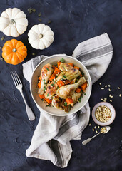 Fried chicken with vegetables in a special sauce Italian recipe