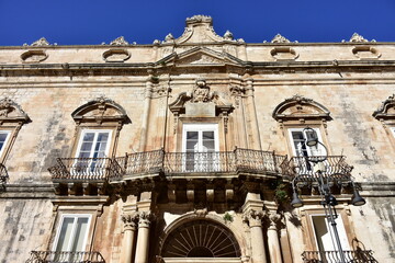 historic buildings in town Syracuse in Sicily,Italy