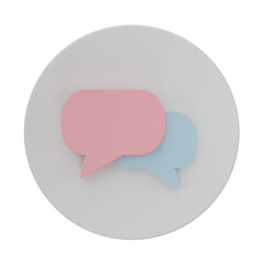 Speech bubble talk 3D render isolated on transparent background