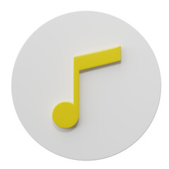 3D rendering. Music note icon isolated on transparent background. Design element for song, melody or tune.