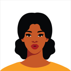 Modern black woman in elegant vector portrait