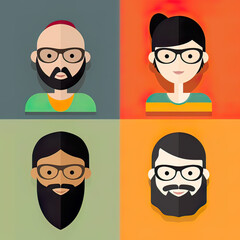 Diversity in office, cartoon avatar. Generative ai