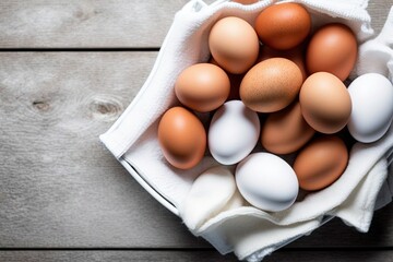 eggs on top of a placemat on a wooden table