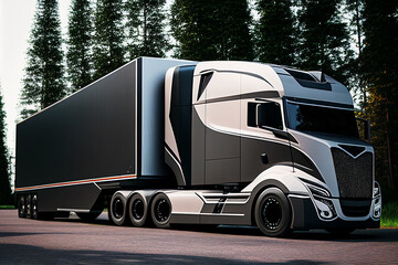 modern truck with cargo. Generative AI