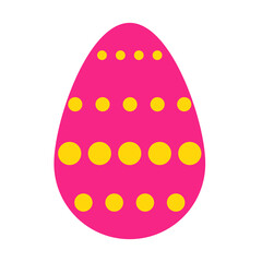 Simple flat pink easter egg with yellow dots pattern ornament