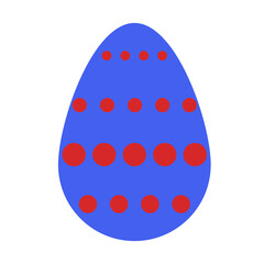 Simple flat blue easter egg with red dots pattern ornament