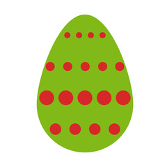 Simple flat green easter egg with red dots pattern ornament