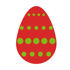 Simple flat red  easter egg with green dots pattern ornament