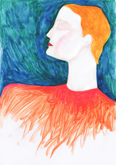 watercolor painting. abstract woman portrait. illustration. 