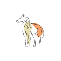 Chinese Zodiac symbol Horse illustration in line art style with boho color isolated on white