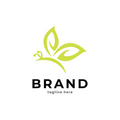 Green butterfly logo eco friendly vector template.