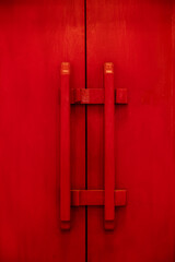 Red wooden Thai Tradition door