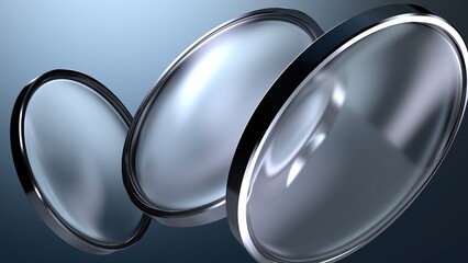 transparent blue some metal frame cloudy lens abstract delicate and atmospheric Elegant and Modern 3d rendering background material